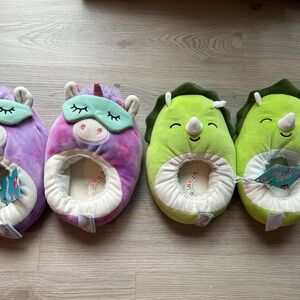 Squishmallows Pink Unicorn Plush slippers & Danny Dino Slippers 2/3